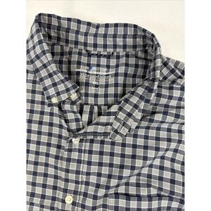 Vineyard Vines On The Go Performance Shirt Mens Size Medium Blue Plaid Brrr